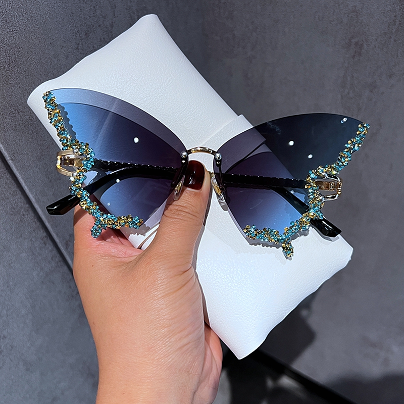 Vintage Fashion Y2K - Luxury Diamond Butterfly Sunglasses Women Brand