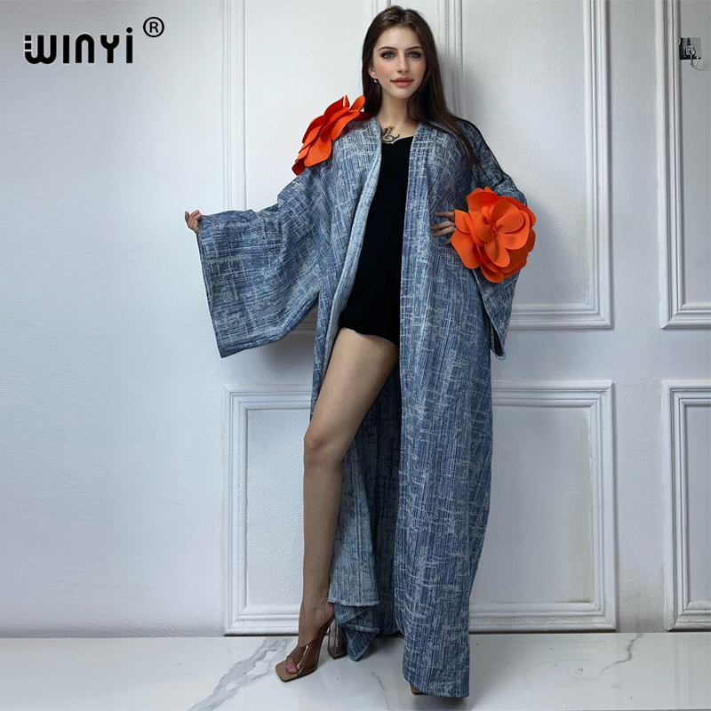 Patchwork Jean Jacket - WINYI Kimono Catwalk model wash denim