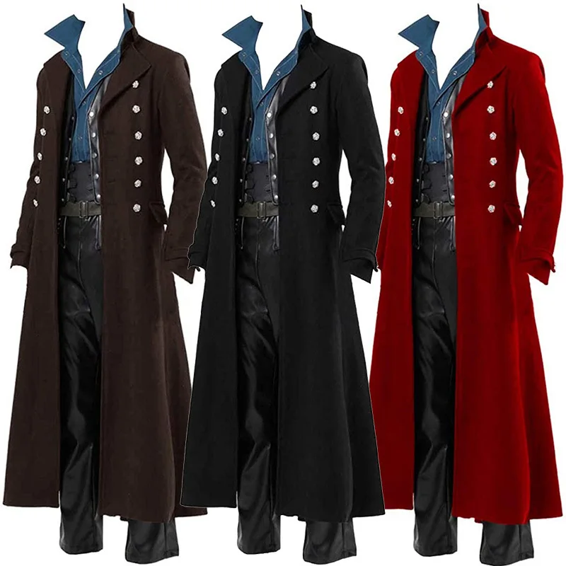 Vintage Trench Coat - Medieval Men's Pirate Costume Steampunk Vintage