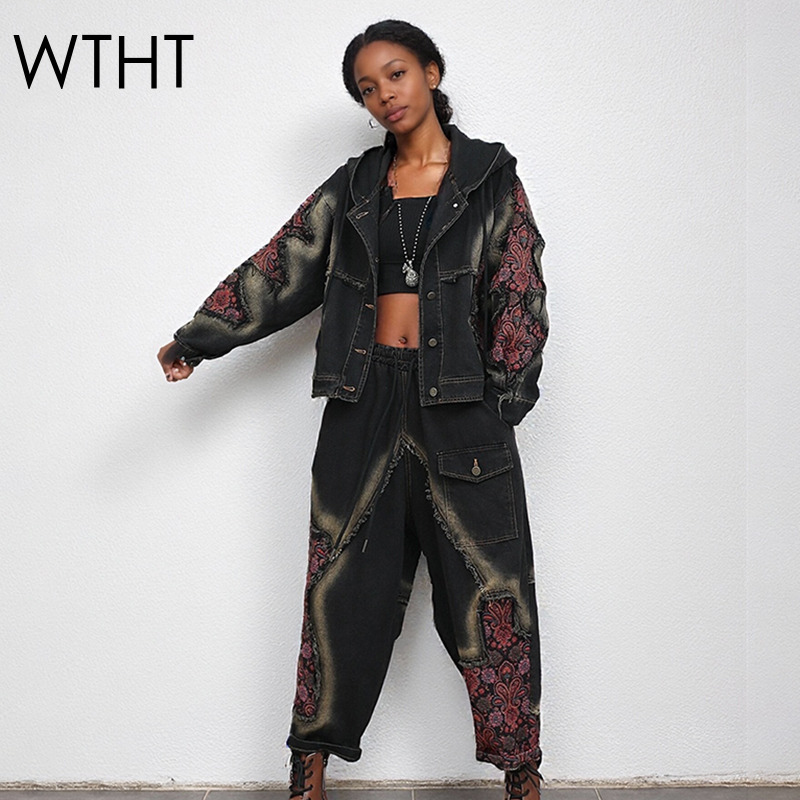 WTHT Fashion Women's Wash Patc - Patchwork Jean Jacket 评论和价格