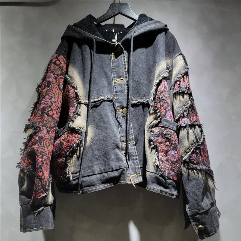 WTHT Fashion Women's Wash Patc - Patchwork Jean Jacket 评论和价格