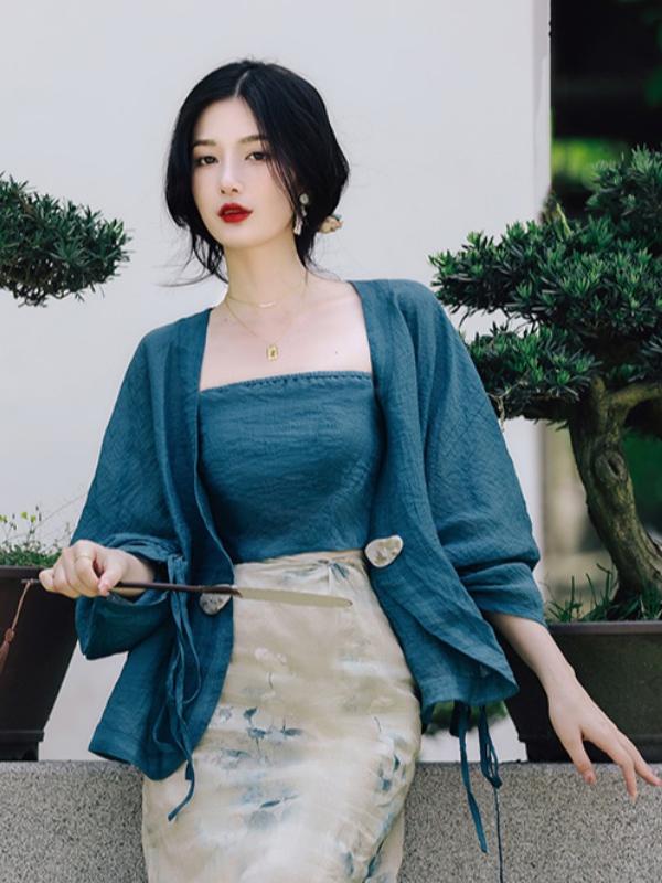 plus Size Floral Print Open Ca - Vintage Fashion In Chinese 评论和价格