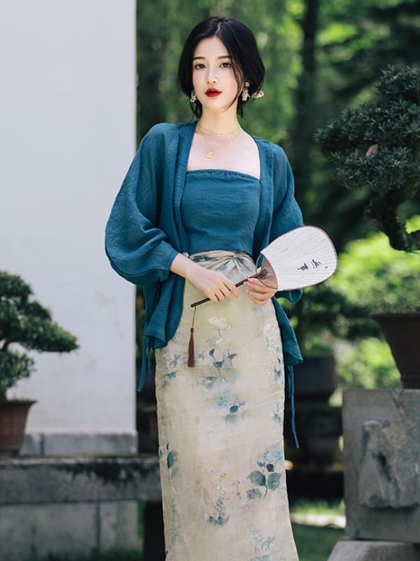 plus Size Floral Print Open Ca - Vintage Fashion In Chinese 评论和价格