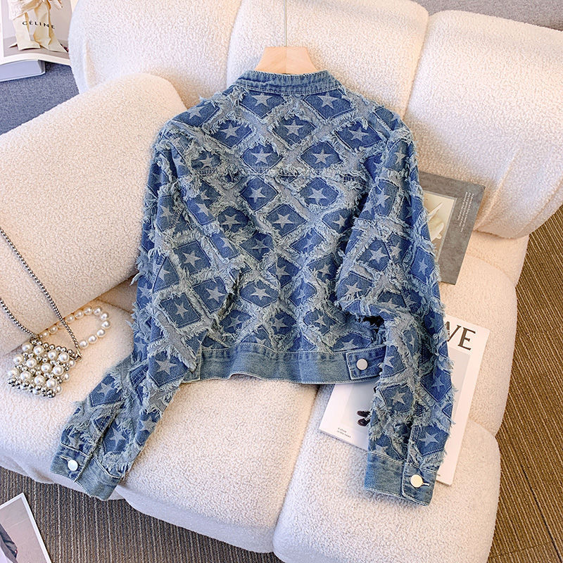 Coat Women Denim Coats Round N - Patchwork Jean Jacket 评论和价格