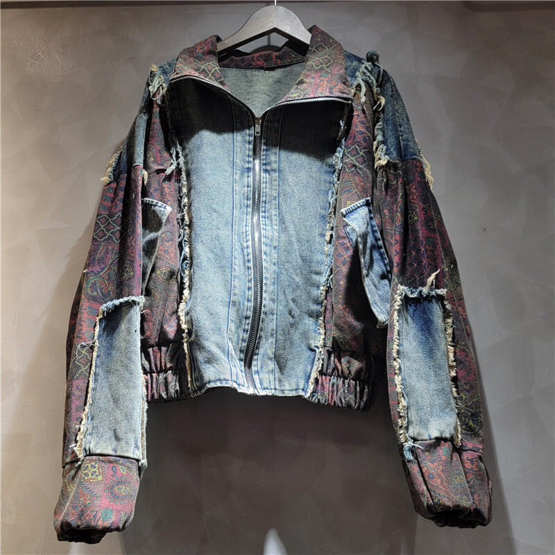 WTHT Vintage Trendy Women's Pa - Patchwork Jean Jacket 评论和价格