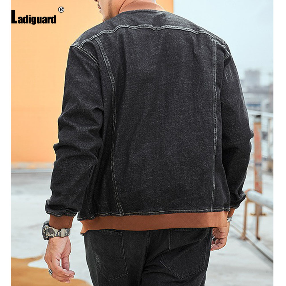 Ladiguard Plus Size 7xl Mens P - Patchwork Jean Jacket 评论和价格