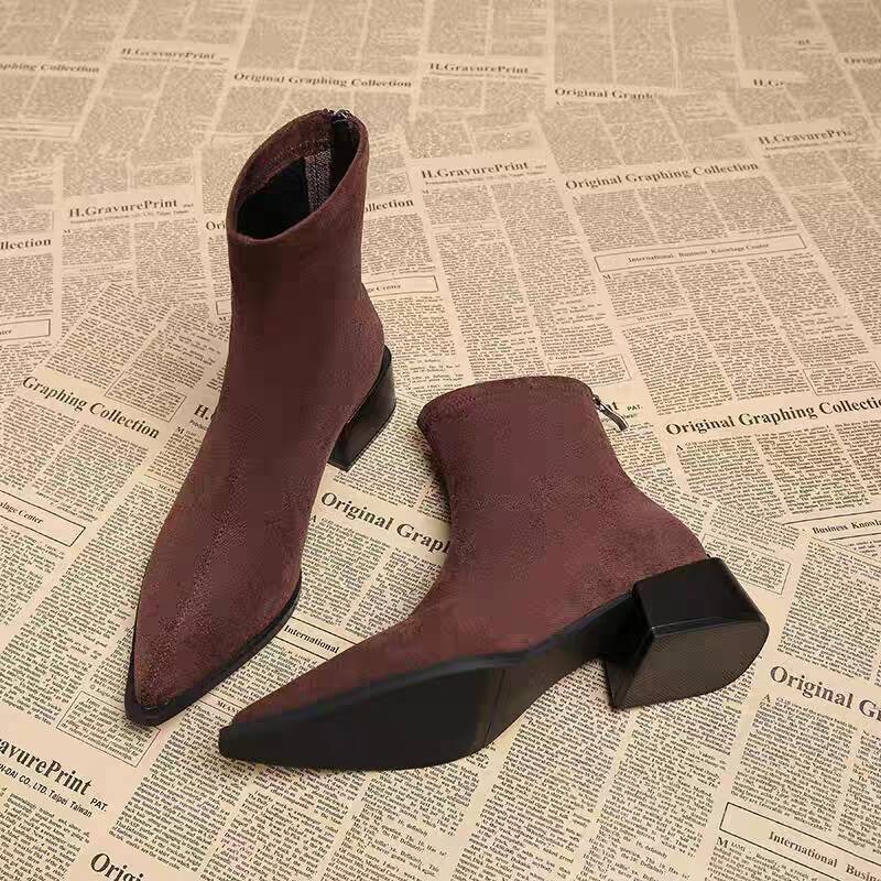 New Low Heel Women Mordern Ank - Vintage Fashion Fabrics 评论和价格