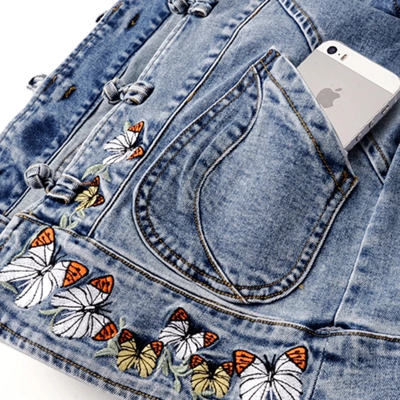 Women 2026 Spring Embroidered  - Patchwork Jean Jacket 评论和价格