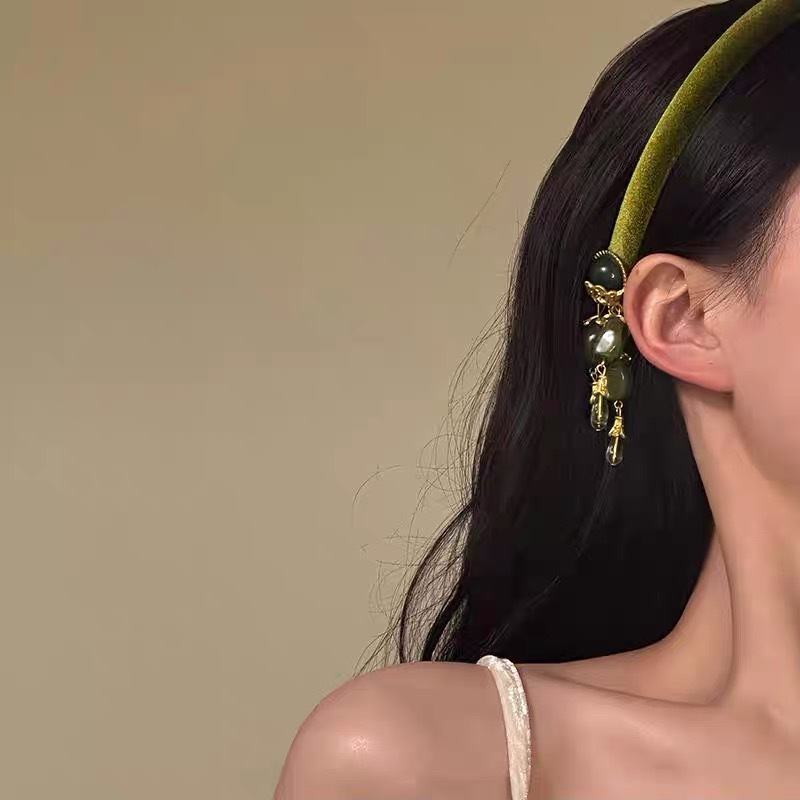 Vintage Fringe Headband Olive  - Vintage Fashion In Chinese 评论和价格
