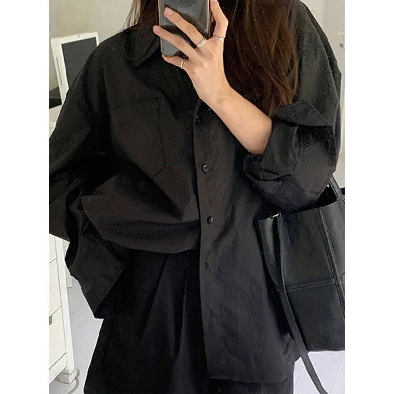 Spring Black Loose Shirt Tops  - Vintage Fashion Trends 评论和价格