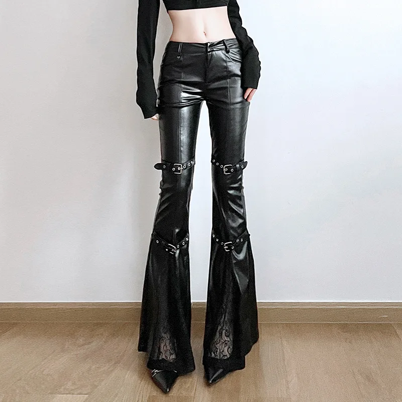 Women's PU Leather Flare Pants - Vintage Fashion Y2K 评论和价格