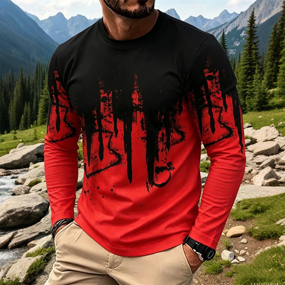 Men's Gradient Ink Splash Long - Vintage Fashion Mens 评论和价格